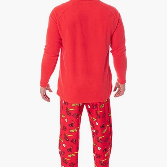 DC Comics Men's The Flash Superhero Fleece Long Sleeve Shirt and Pant 2 Piece - Picture 2 of 4